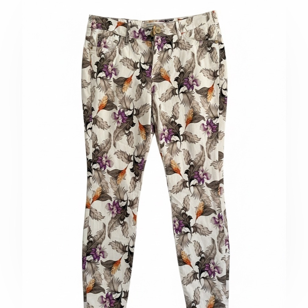 Tommy Bahama Denim Skinny Ankle French Creme Tropical Print Pants 31x28